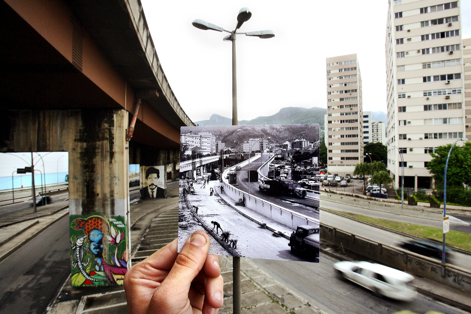 Obras do viaduto Paulo de Frontin